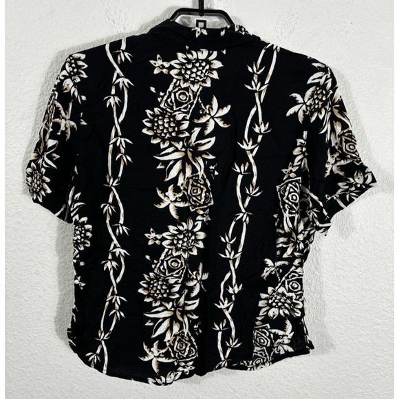 Vintage White Stag Hawaiian Shirt Womens Size L Rayon Floral Beaded - Picture 7 of 8